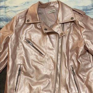 metallic pink leather jacket